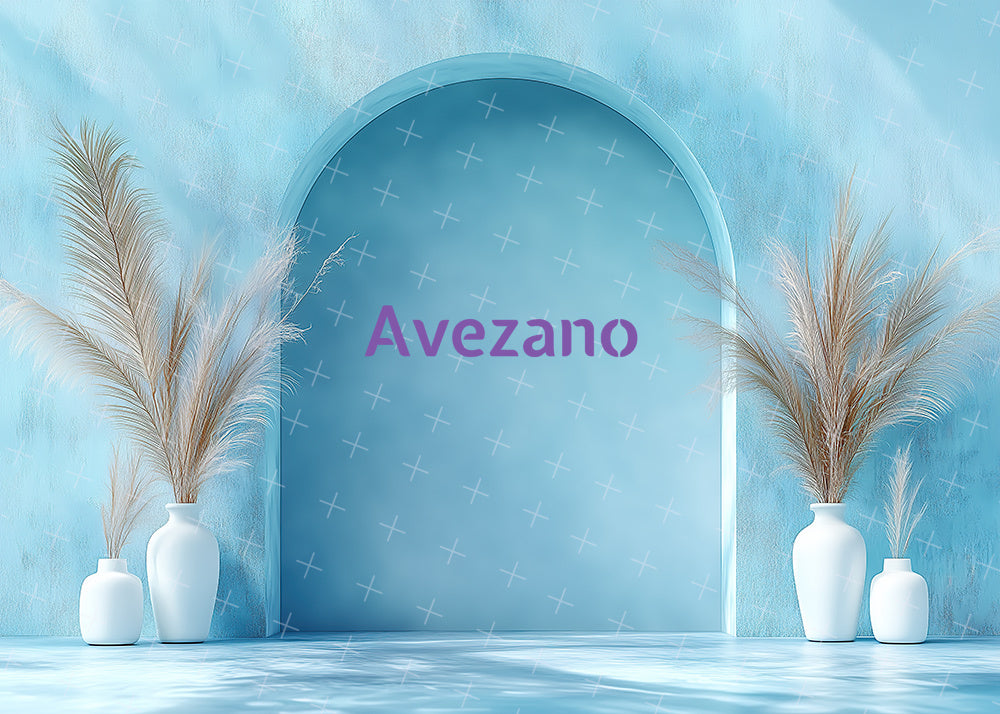 Toile de fond pour photographie de la salle des roseaux, du mur et du vase d'Avezano