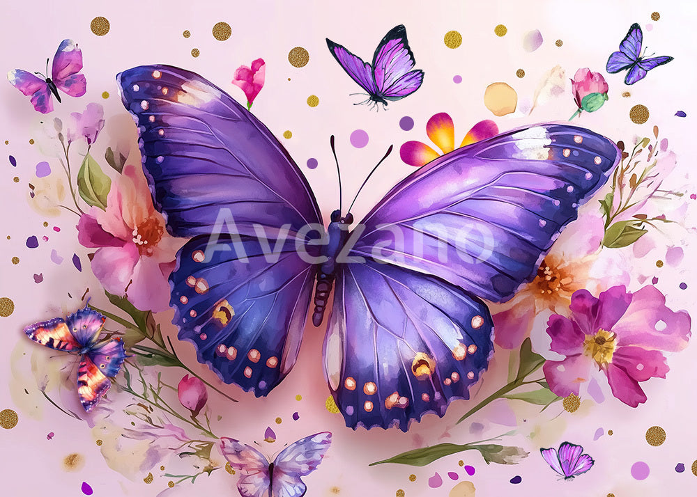 Avezano Purple Butterfly Cakesmash Photography Background