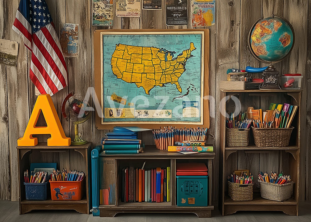 Bureau et toile de fond de photographie de ciel étoilé Avezano pour la rentrée scolaire