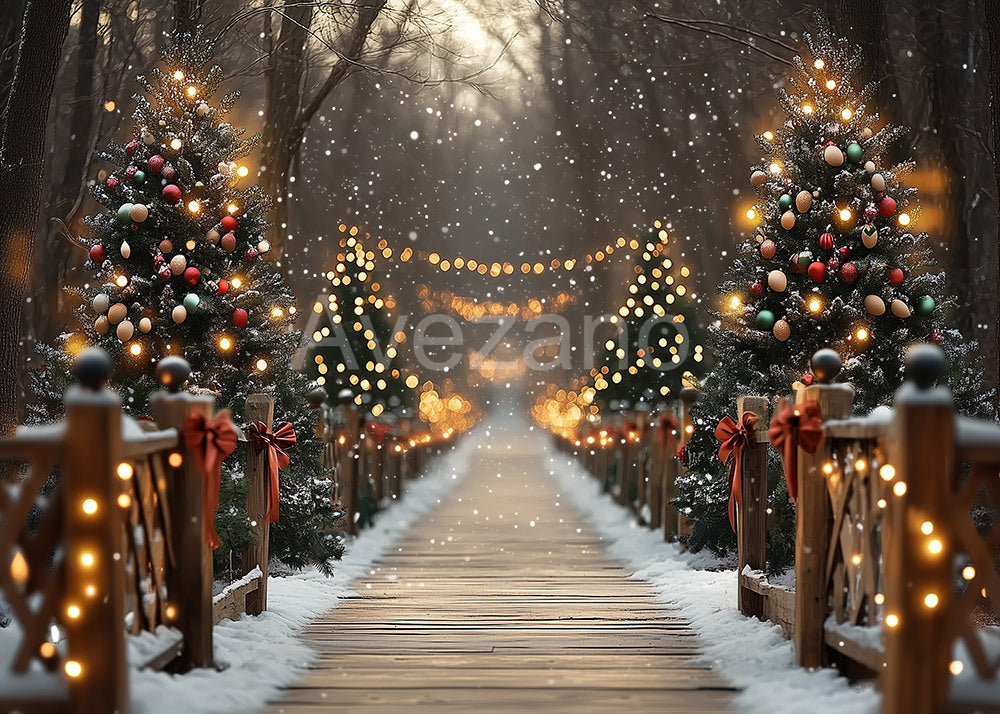 Avezano Christmas Tree Path Photography Backdrop