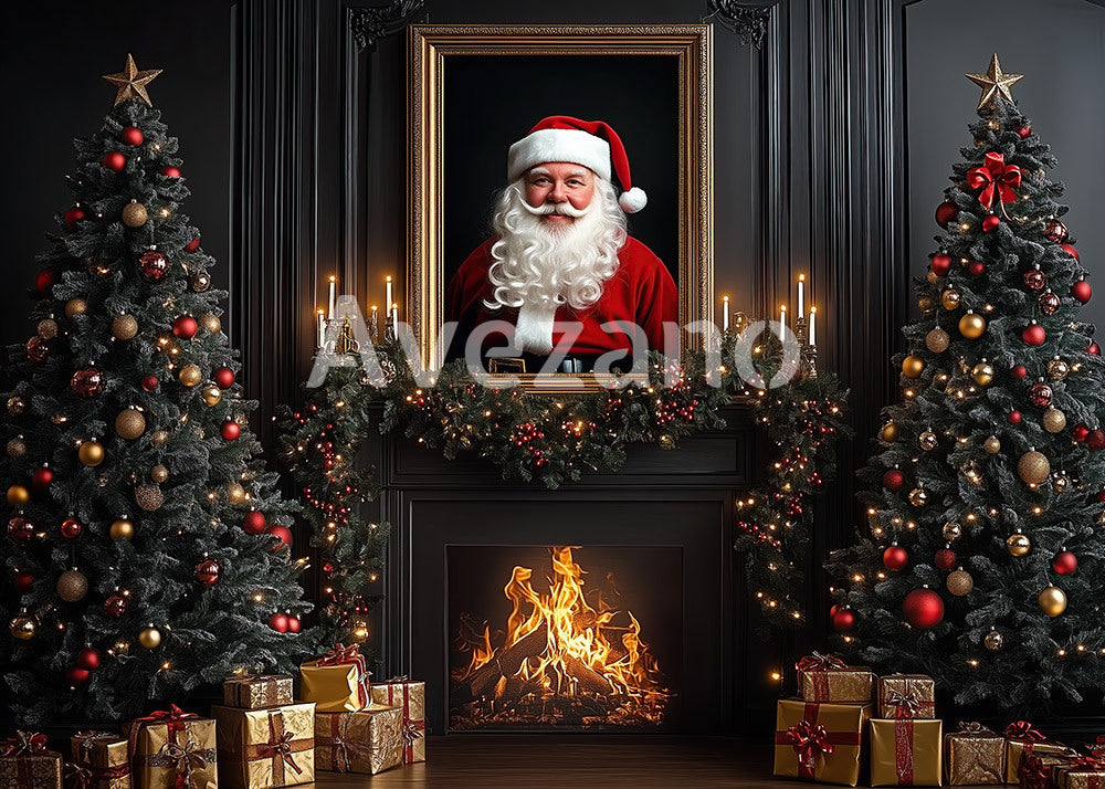 Les bougies de Noël d'Avezano décorent la toile de fond de la photographie de cheminée