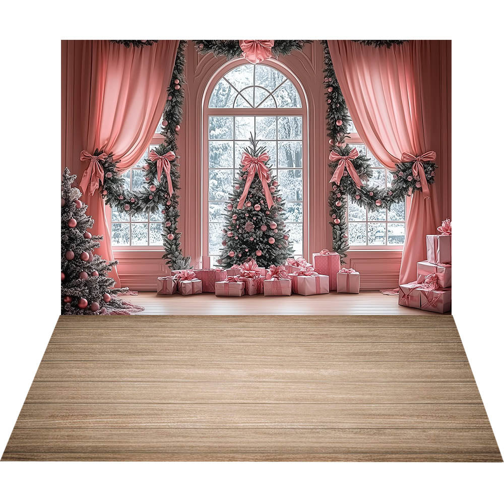 Avezano Christmas Fireplace Interior 2 pcs Set Backdrop holiday gift