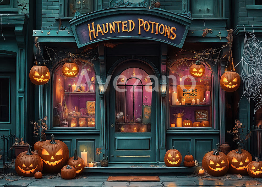 Toile de fond pour photographie de lanterne citrouille d'Halloween Avezano