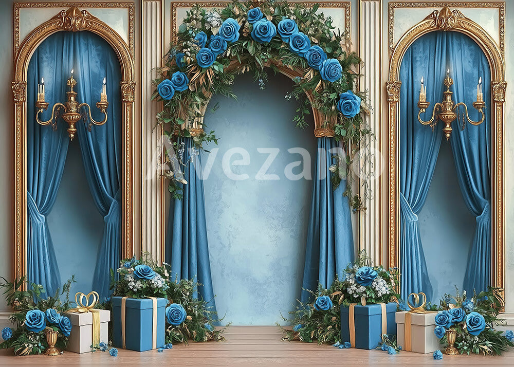 Toile de fond pour photographie d'anniversaire de fête avec ciel bleu planétaire d'Avezano