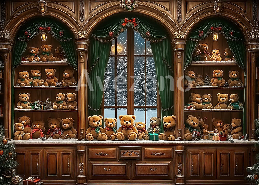 Toile de fond pour photographie de sapin de Noël blanc et de cadeaux d'Avezano