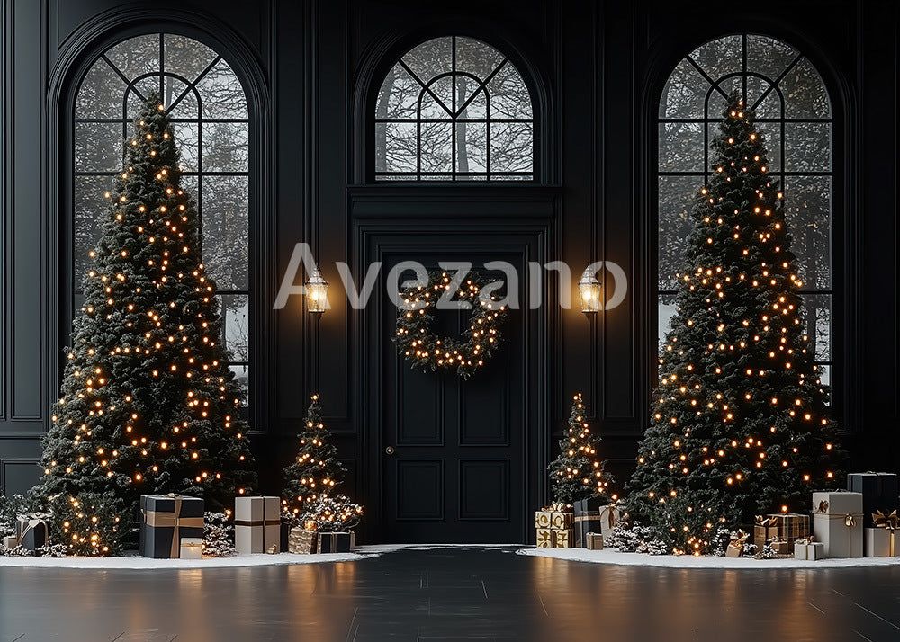 Avezano Black Room Christmas Tree Lighting Photography Backdrop