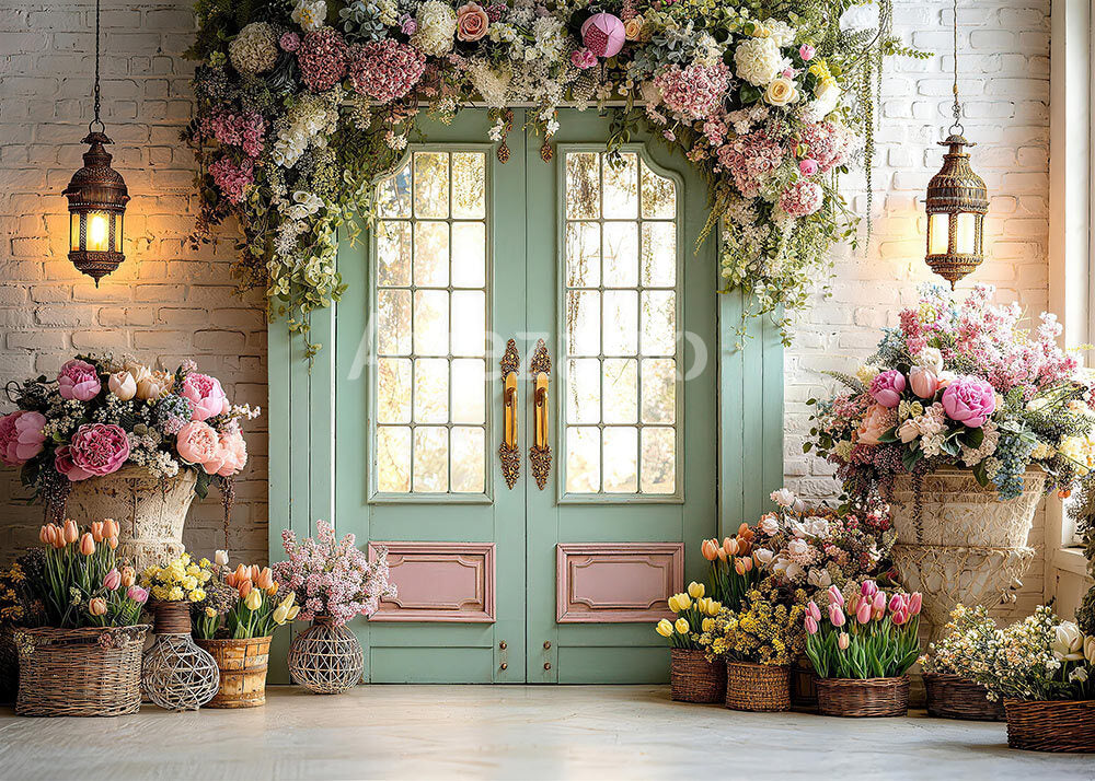 Avezano Spring Lush Floral Arch Door Photography Backdrop
