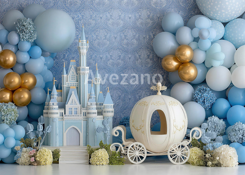 Avezano Fairytale Blue Castle Cinderella Photography Backdrop