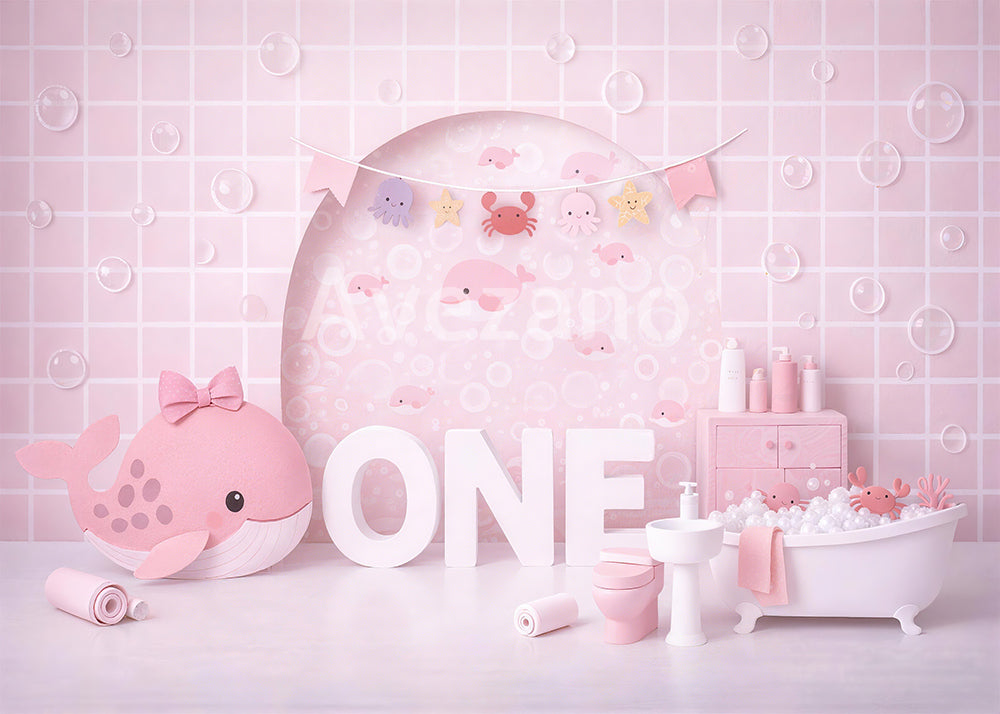 Avezano Pink Whale Bath Time Photography Background