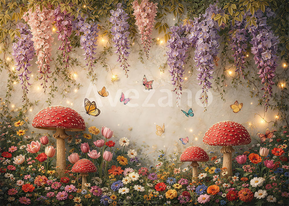 Avezano Wisteria Red Mushroom Wildflower Photography Background