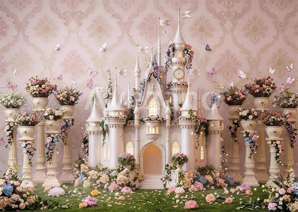 Avezano Floral Princess Castle Butterfly Garden Photography Background