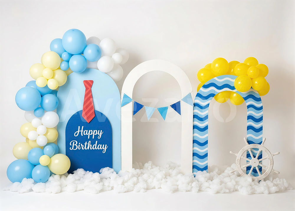 VIP Avezano Nautical Balloon Arch Birthday Photography Backdrop