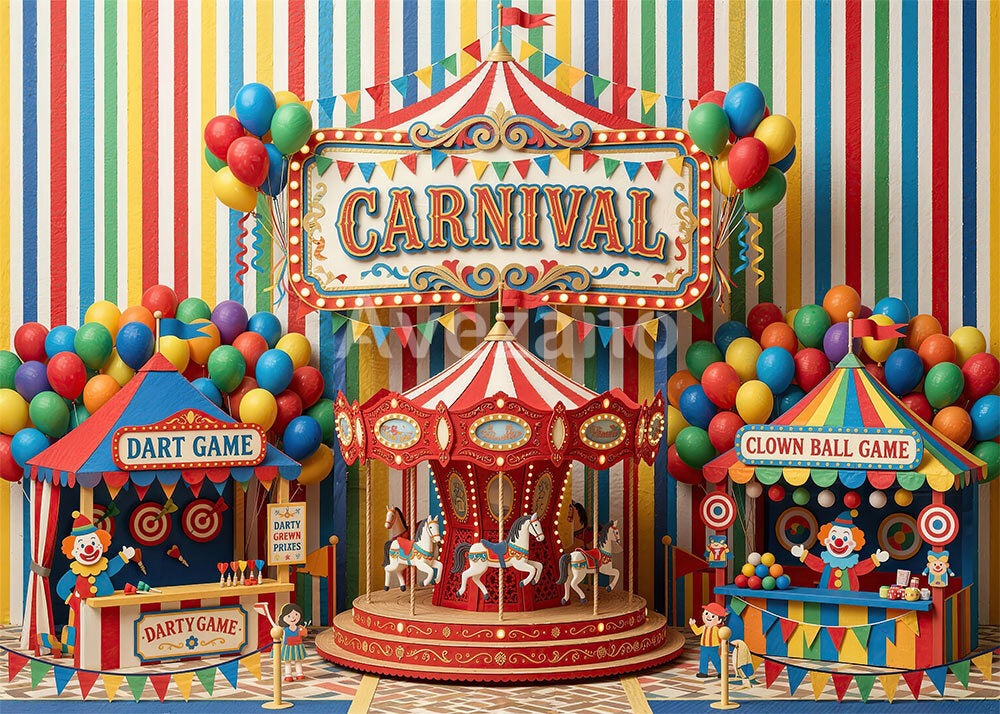 Avezano Carnival Circus Carousel Photography Backdrop