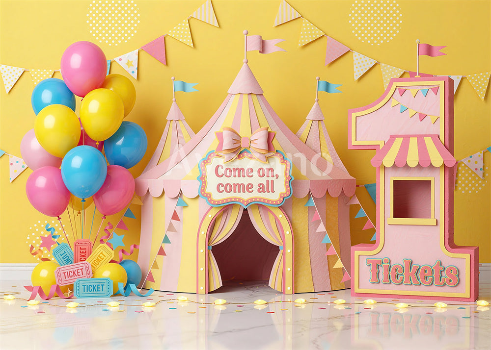 Avezano Pastel Pink Circus Tent 1st Birthday Photography Backdrop
