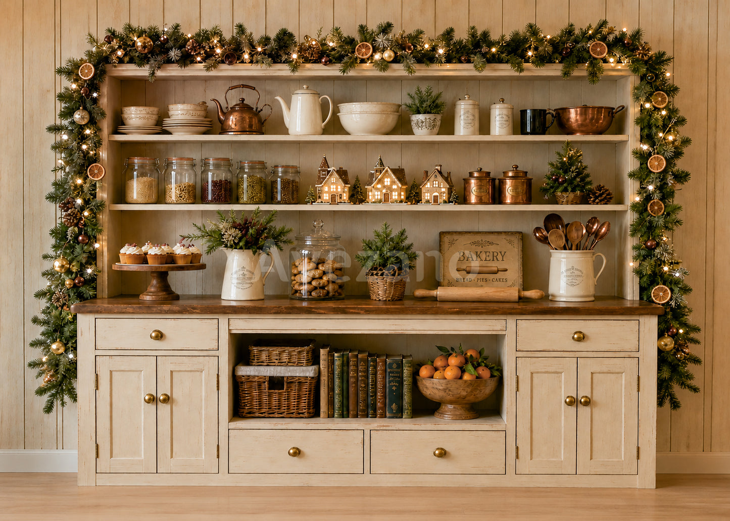 Les bougies de Noël d'Avezano décorent la toile de fond de la photographie de cheminée