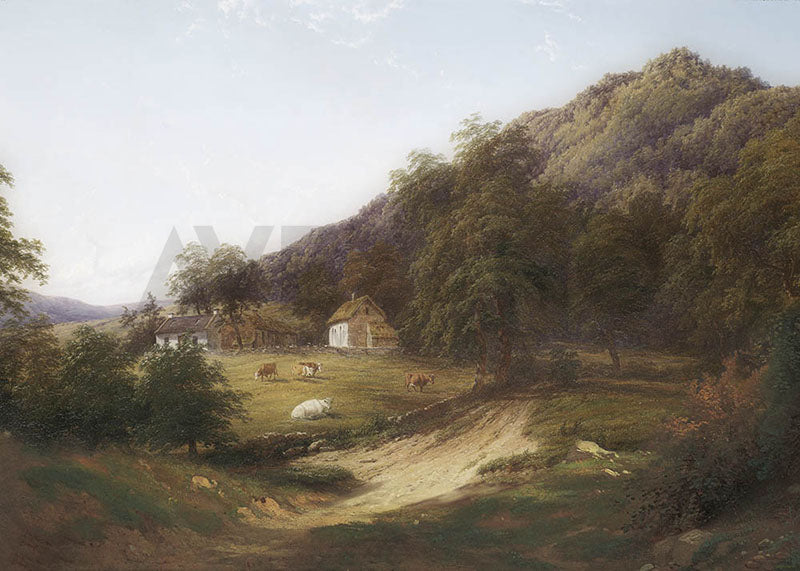 Avezano Undermountain Grassland Oil Painting Photography Background-AVEZANO