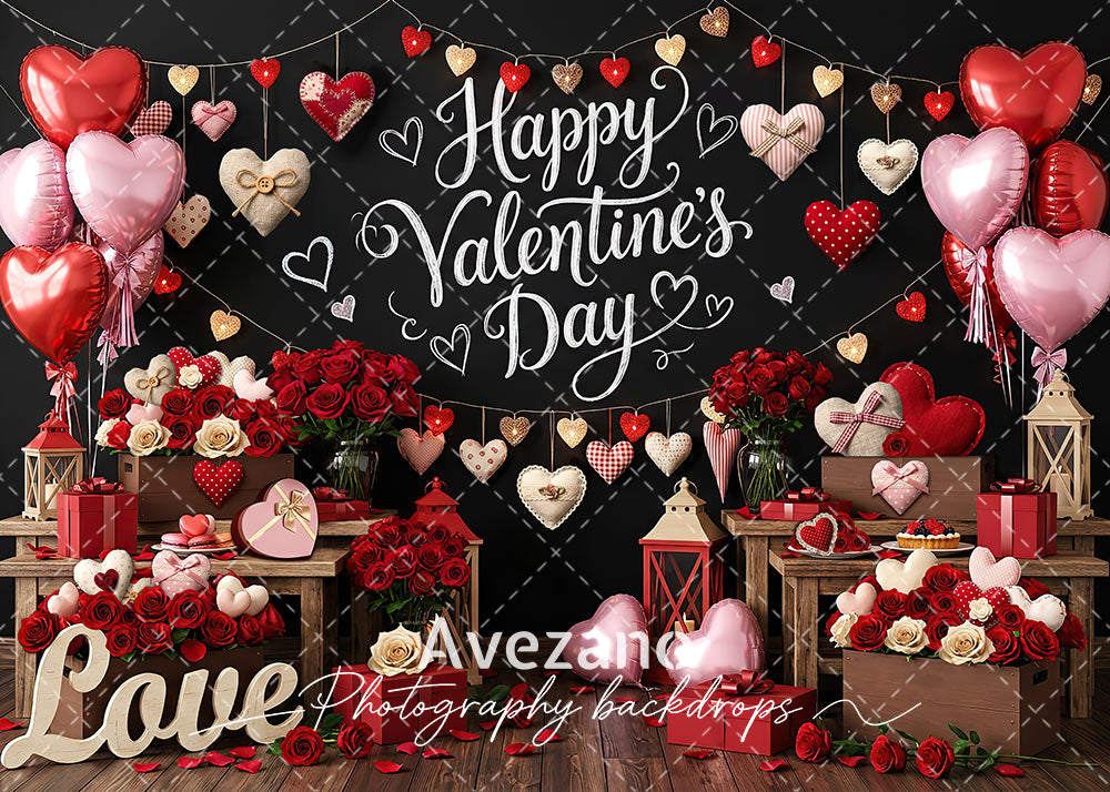 Avezano Blackboard Happy Valentine's Day Photography Backdrop