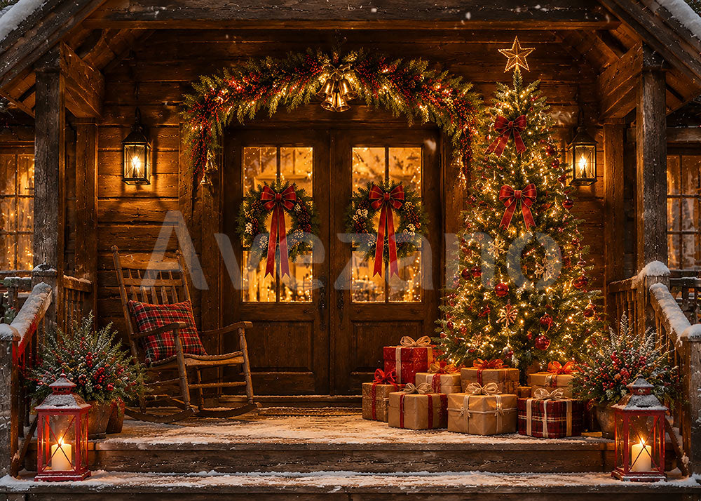 Avezano Christmas Cabin Holiday Photography Backdrop