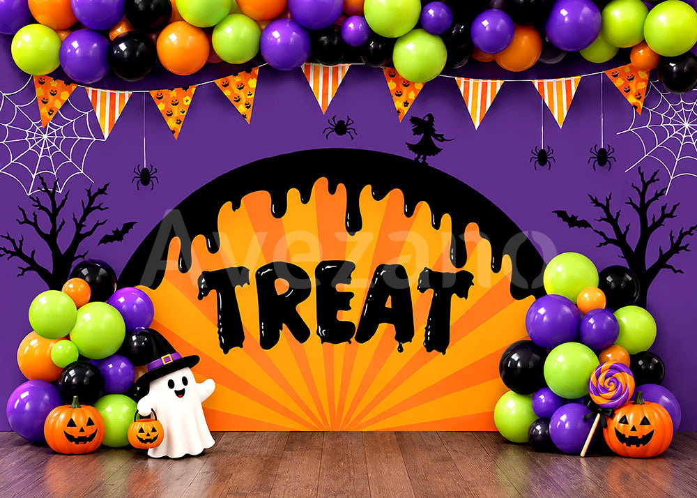 Avezano Purple Halloween Balloon Arch Photography Backdrop