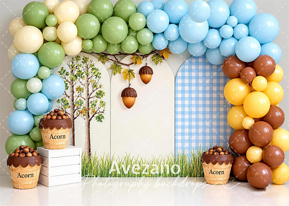 Avezano Acorn Fall Pastel Balloon Arch Photography Backdrop