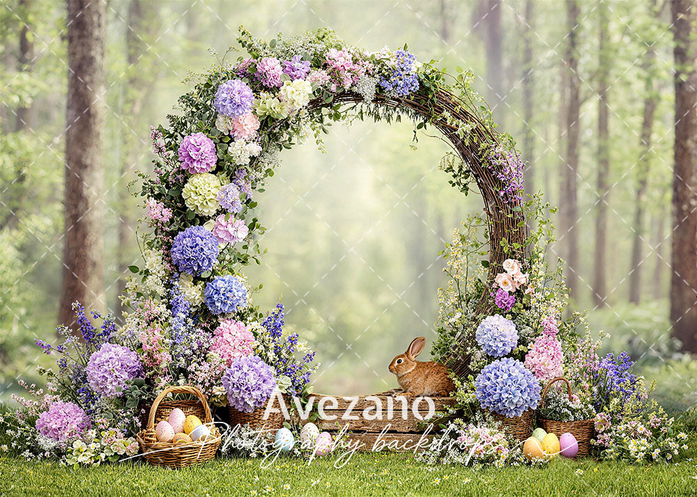 Avezano Woodland Hydrangea Floral Arch Easter Photography Backdrop