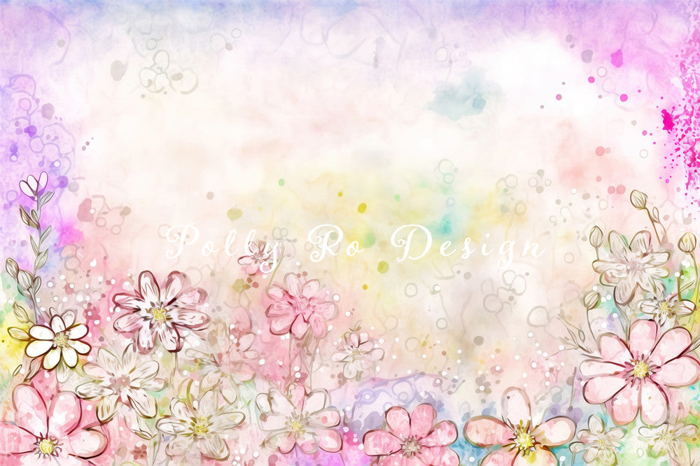 Avezano Pink Flower Photography Backdrop Designed By Polly Ro Design-AVEZANO