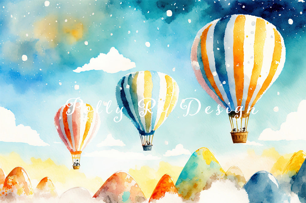 Avezano Children's Birthday Party Fantasy Balloon Photography Backdrop Designed By Polly Ro Design-AVEZANO