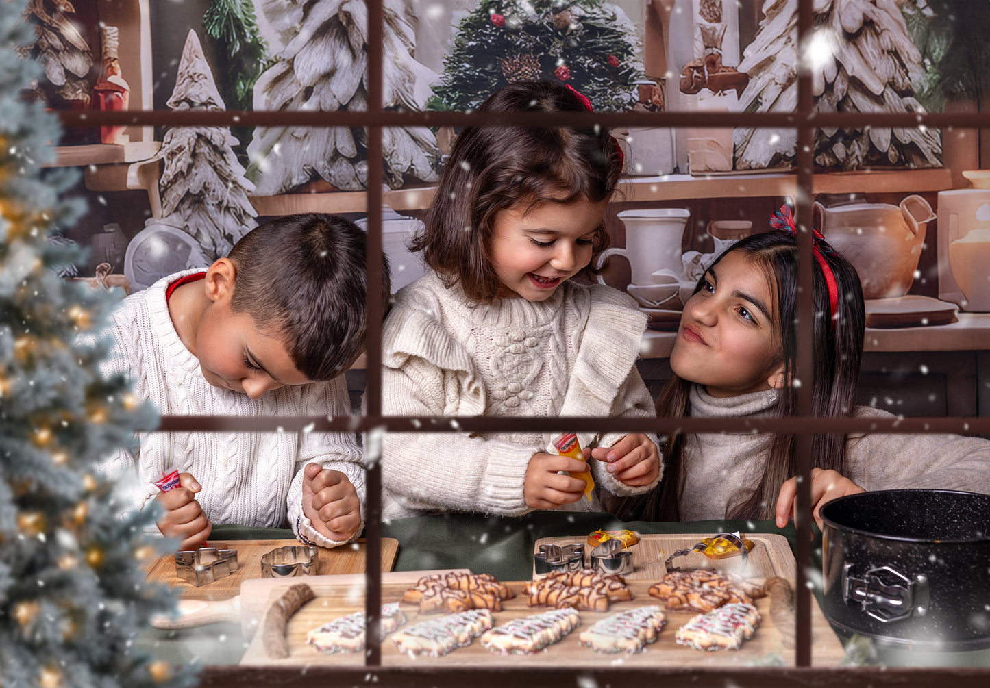 Toile de fond pour photographie de couverts de cuisine de Noël d'Avezano
