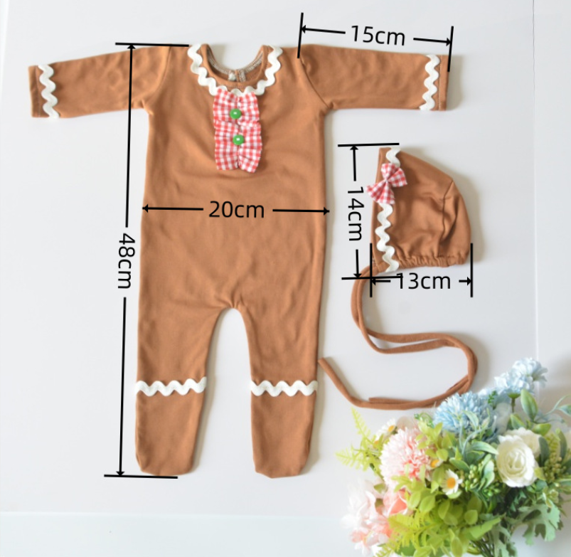 Avezano Newborn Photography Baby Christmas Gingerbread Man Clothing Set