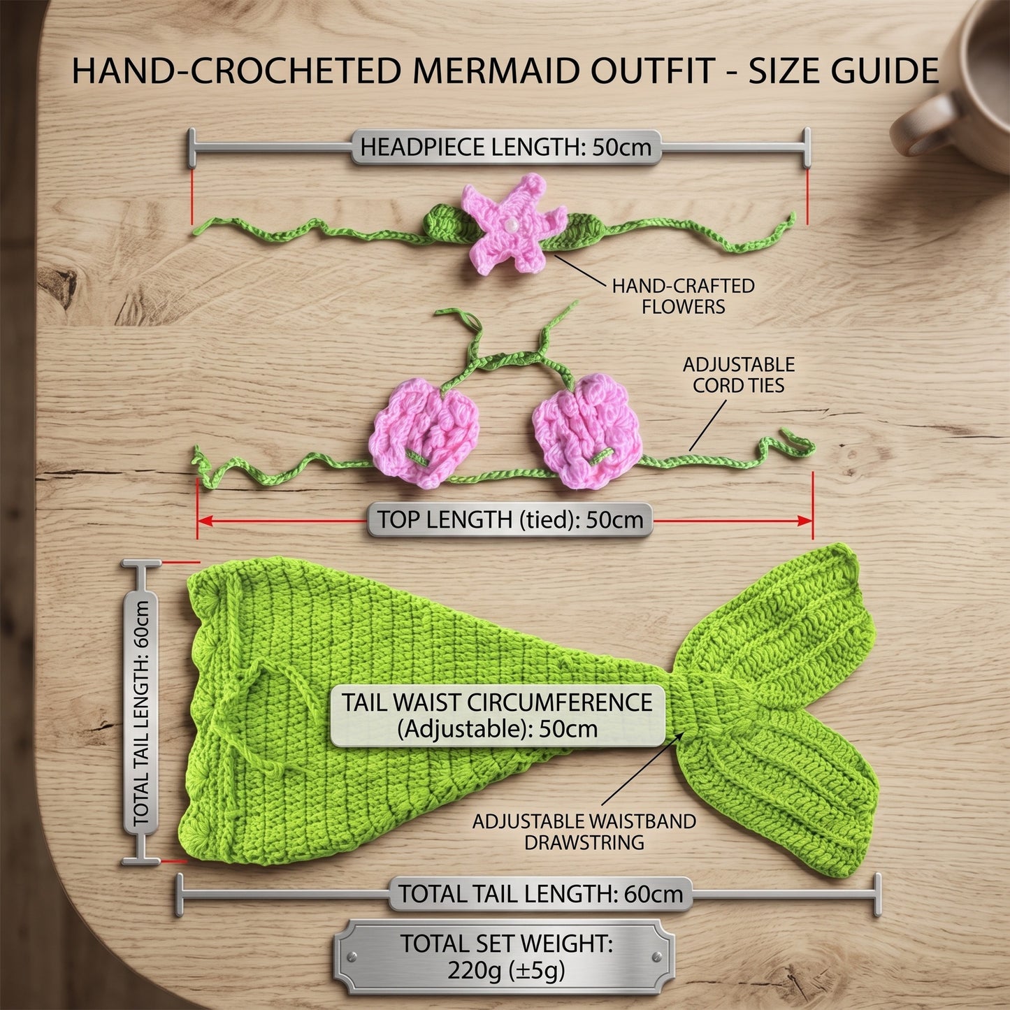 Avezano Hand Knit Newborn Mermaid Photography Costume
