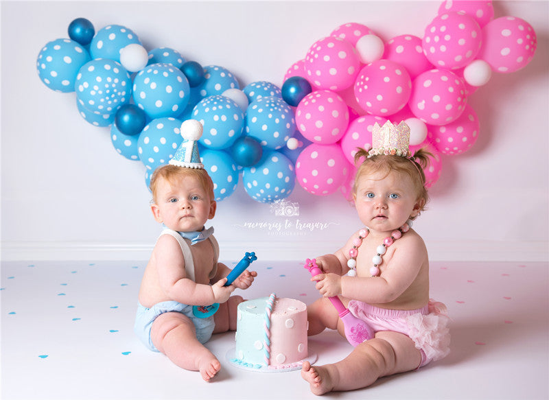 Avezano Red and Blue Balloons Party Backdrop for Photography By Paula Easton-AVEZANO