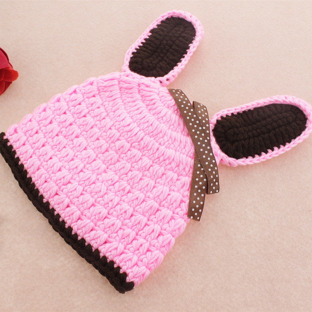 Avezano Nouveau-né Portrait Modelage Accessoires Laine Tricoté Lapin Style Costume Tenues