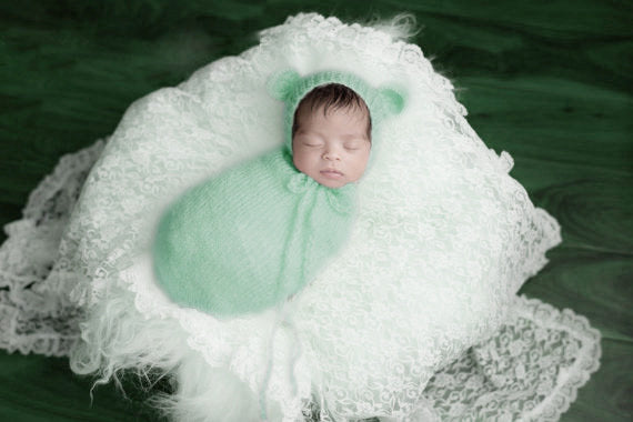 Avezano Photographie Vêtements Nouveau-né Photographie Sac de Couchage Mohair Tricoté à la Main