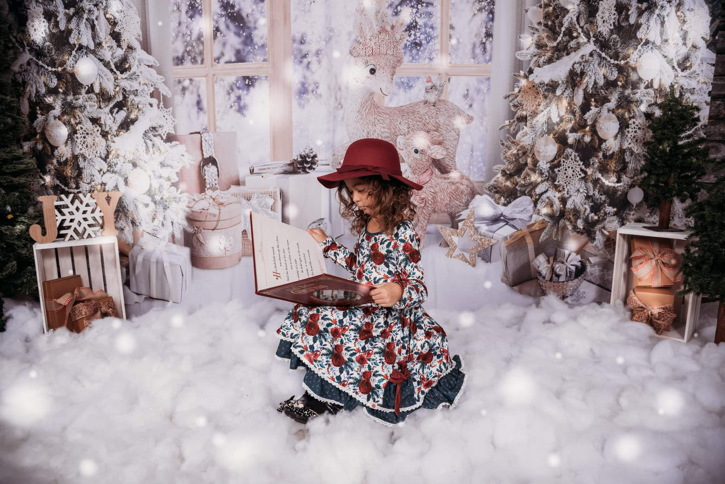 Avezano Christmas Gift Fawn Doll Decoration Photography Backdrop