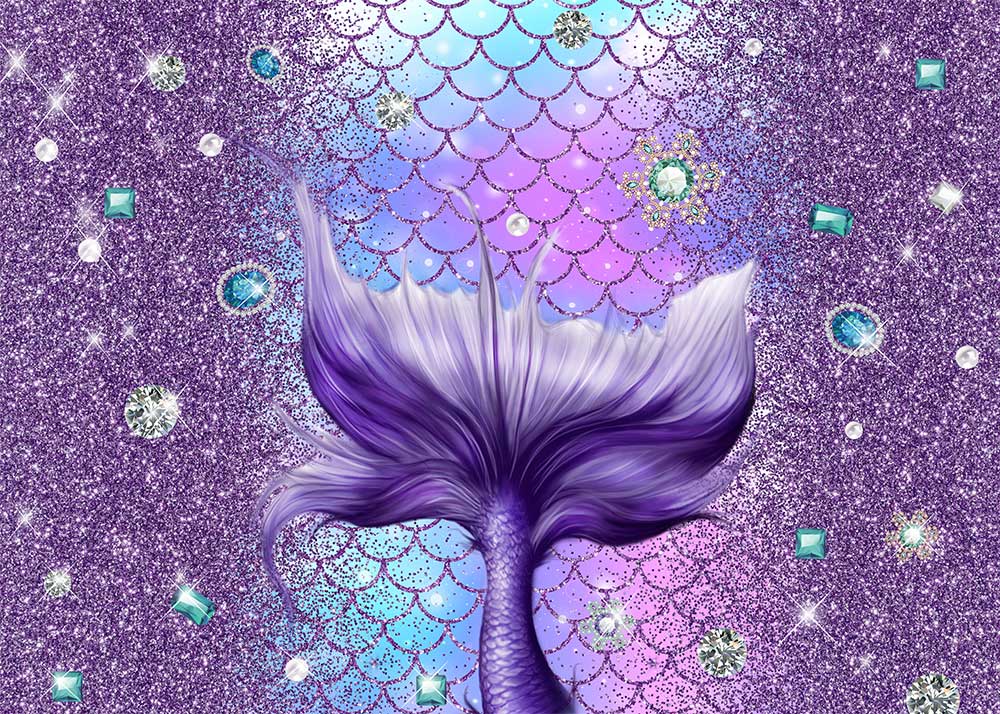 Avezano Purple Mermaid Theme Photography Backdrop