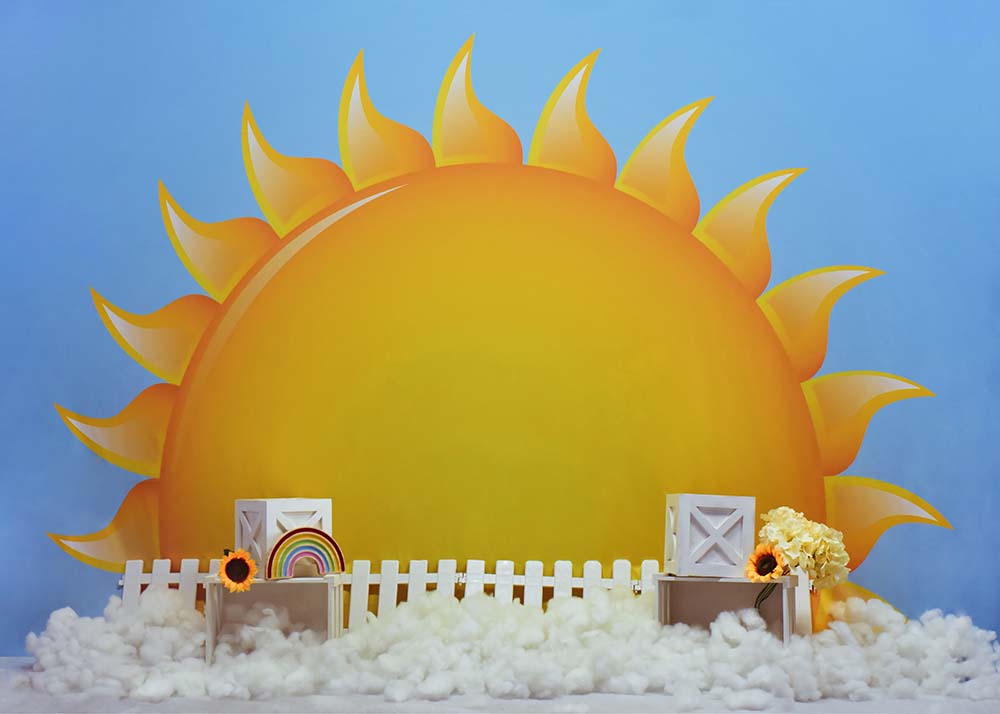 Avezano Big Sun Under Blue sky Backdrop for Photography Designed By Gwen Studio-AVEZANO