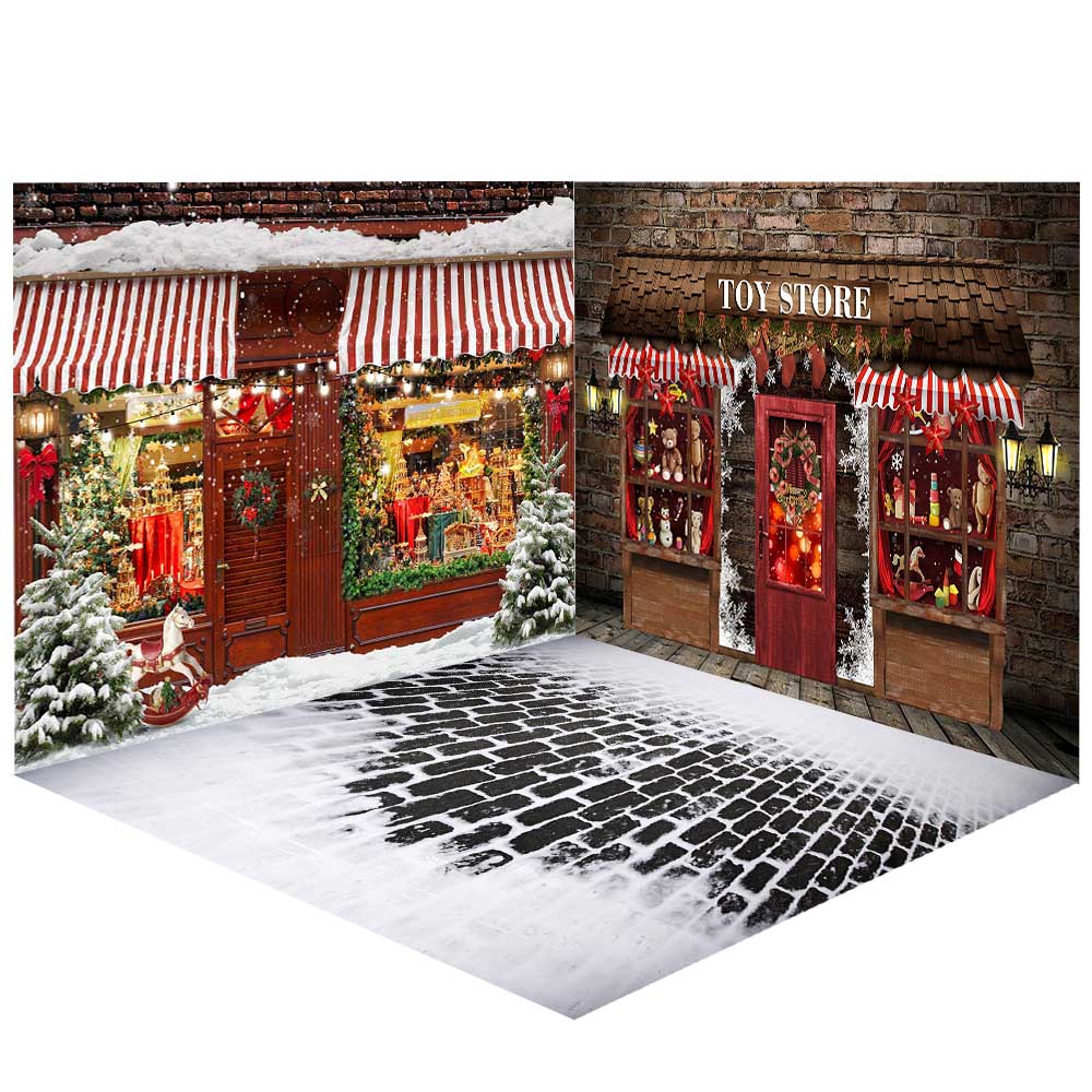 Avezano Christmas Gift Shop Photography Backdrop Room Set-AVEZANO