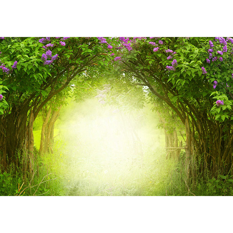 Avezano Spring Lush Trees With Purple Flowers Photography Backdrop-AVEZANO