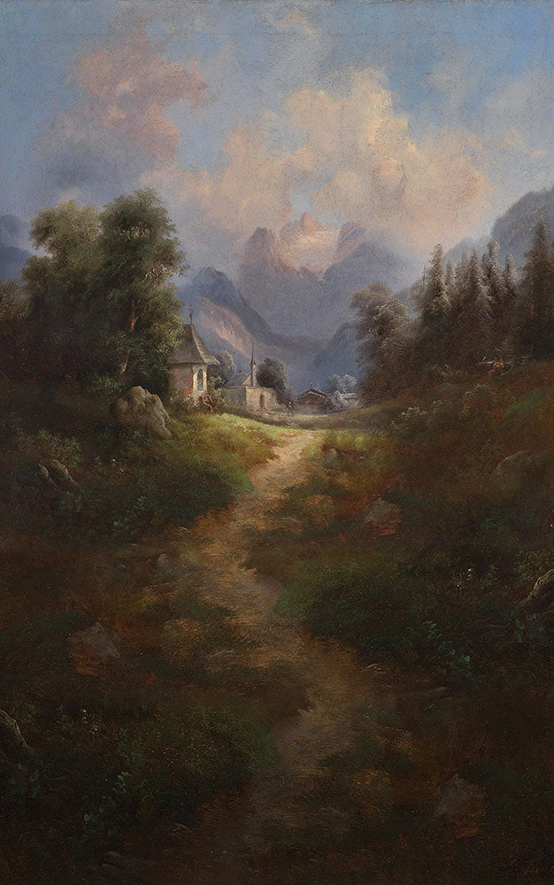 Avezano Mountain Hut Oil Painting Style Photography Backdrop-AVEZANO