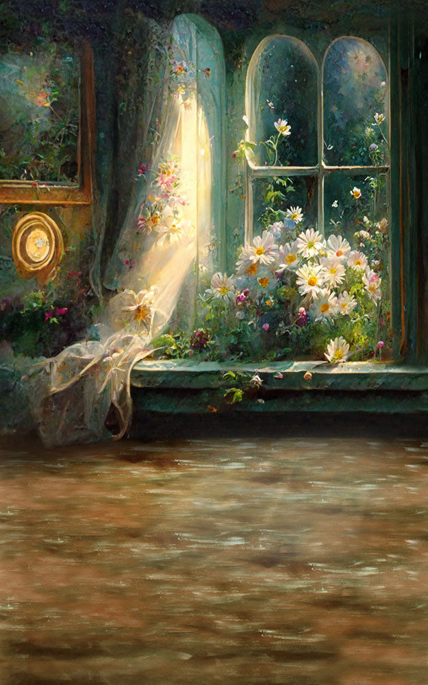 Avezano A Windowsill Full of Flowers Window Backdrops For Photography-AVEZANO