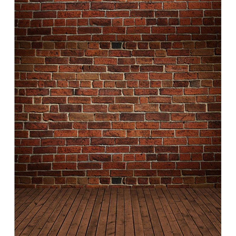 Avezano Red And Black Brick Wall Texture Backdrop With Vertical Version Wood Floor For Photography-AVEZANO