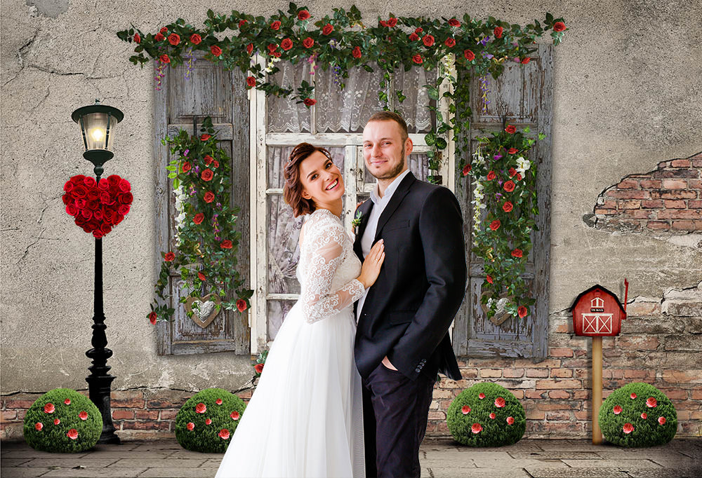 Avezano Rose Window Backdrop For Valentine'S Day Photography-AVEZANO