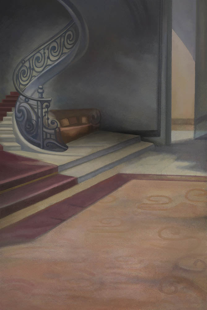 Avezano Retro Spiral Staircase Oil Painting Style Photography Backdrop-AVEZANO