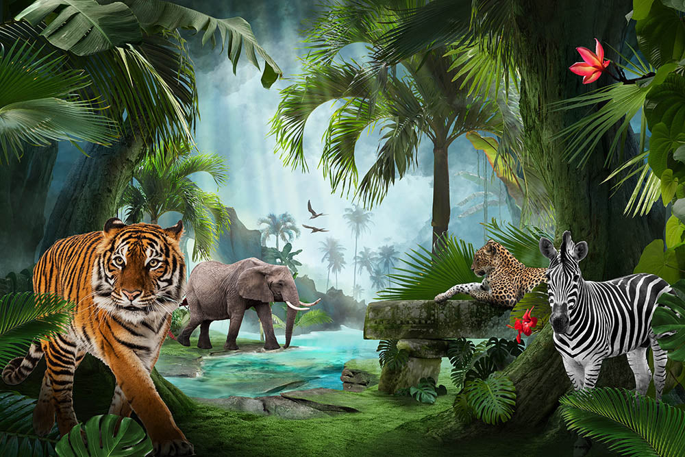 Avezano Summer Forest Animals Photography Backdrop For Children-AVEZANO