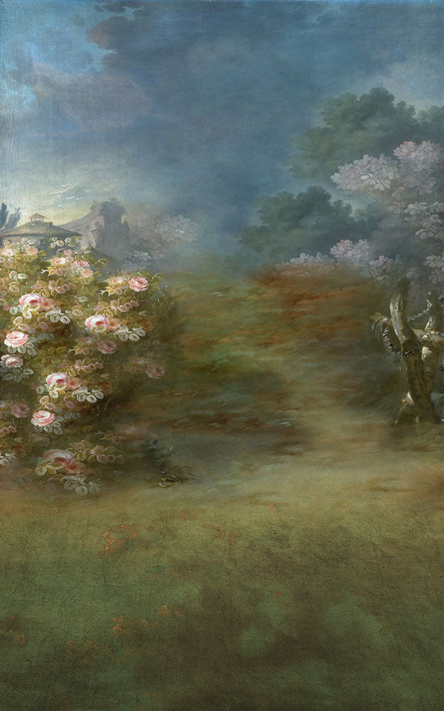 Discount Avezano Literary Vintage Hand-Drawn Oil Painting Flower Landscape Photography Backdrop