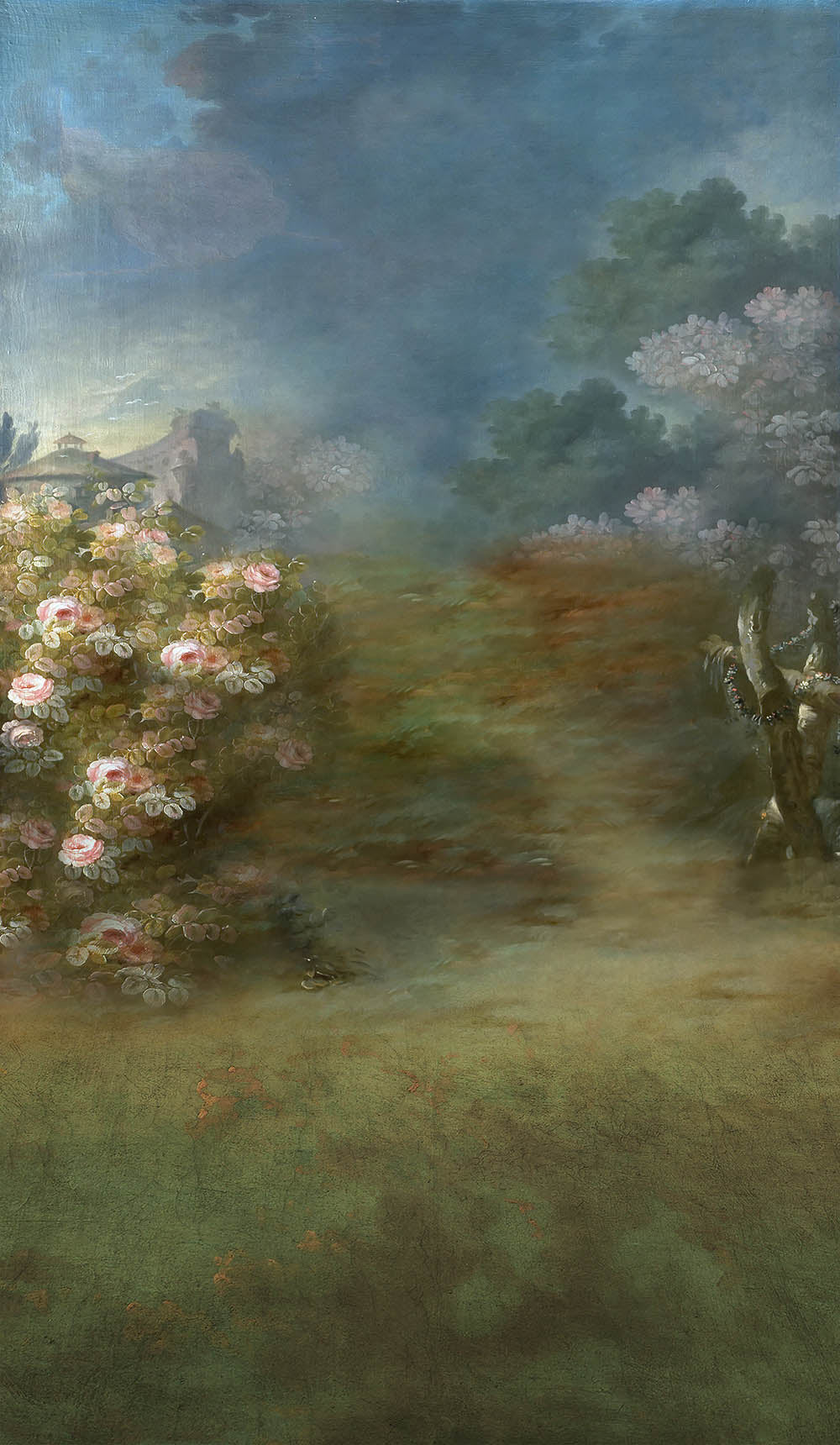 Avezano Oil Painting Style Flowers Sweep Photography Backdrop-AVEZANO