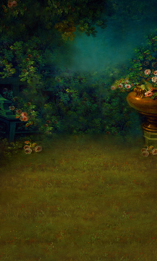 Avezano Painting Style Garden Fine Art Backdrop For Photography-AVEZANO