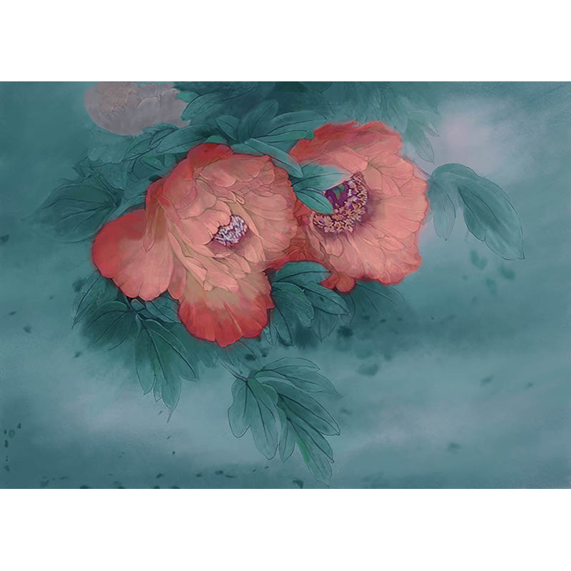 Avezano Green Background Handpainted Floral Art Backdrop For Photography-AVEZANO