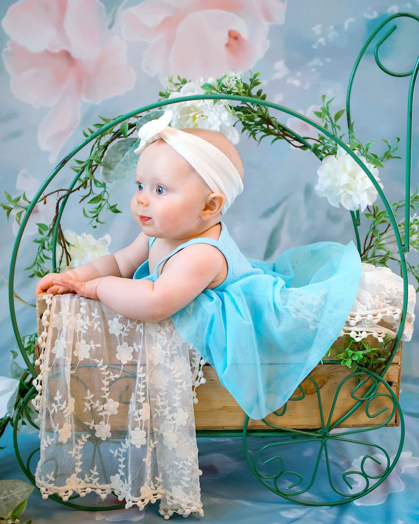 Toile de fond de fleurs d'art peintes à la main bleu clair Avezano pour la photographie