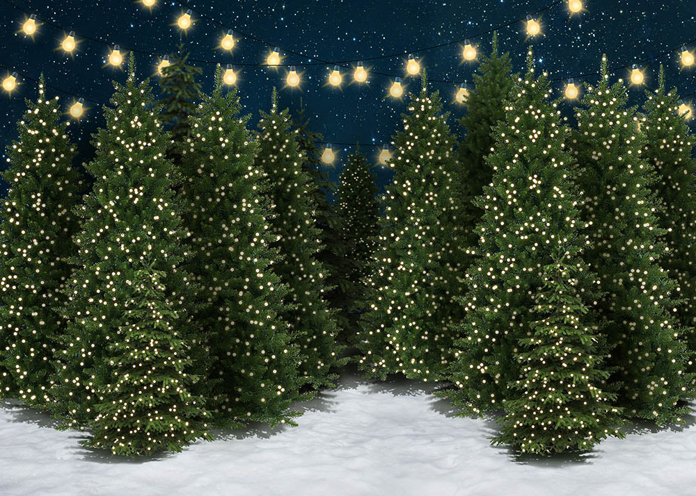 Avezano Snow Christmas Trees Backdrop For Photography-AVEZANO